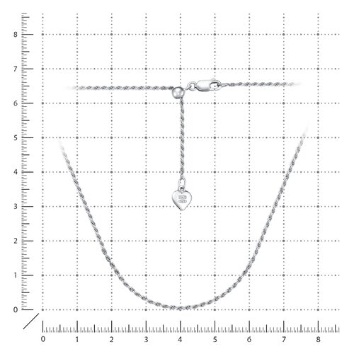 Цепь плетения "Корда" из серебра 925 пробы