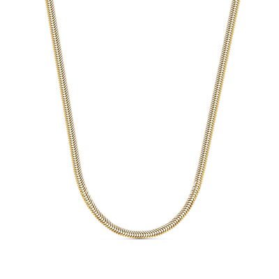 Цепь плетения "Снейк" из серебра 925 пробы с позолотй