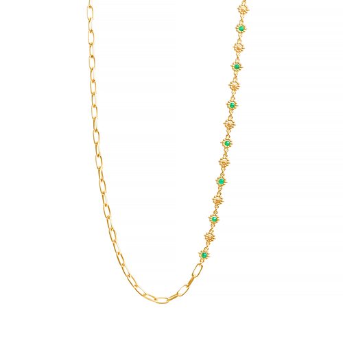 Колье с агатом из серебра 925 пробы c позолотой