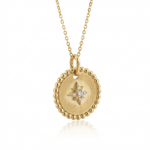Колье "Звезда" с бриллиантами из желтого золота 585 пробы