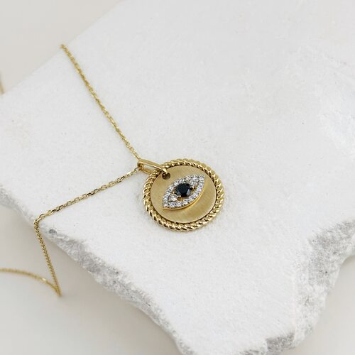 Колье "Глаз" с бриллиантами из желтого золота 585 пробы
