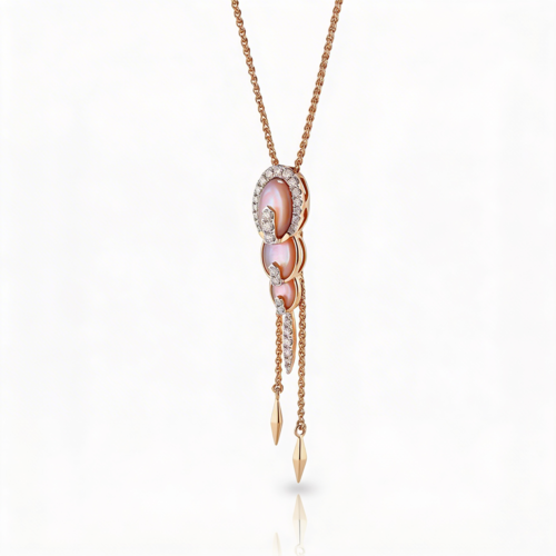 Колье с бриллиантами и перламутром из золота 585 пробы