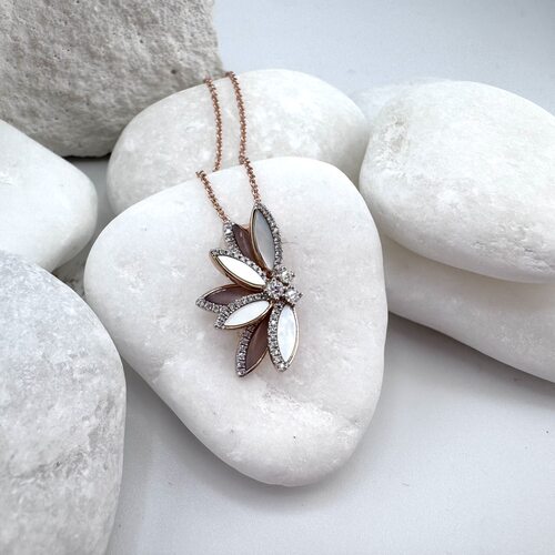 Колье с бриллиантами и перламутром из золота 585 пробы