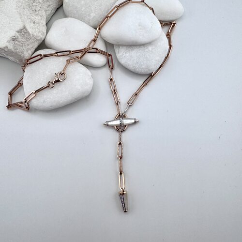 Колье с бриллиантами и перламутром из золота 585 пробы