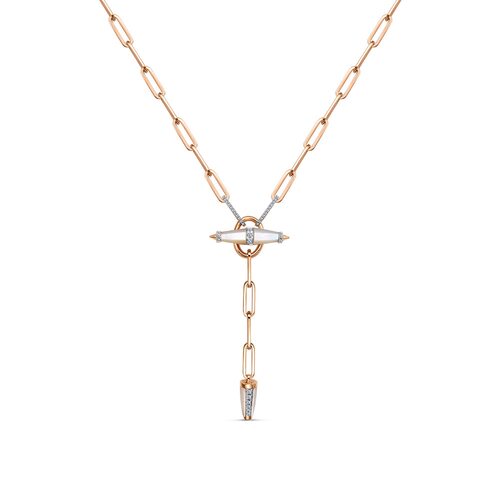 Колье с бриллиантами и перламутром из золота 585 пробы