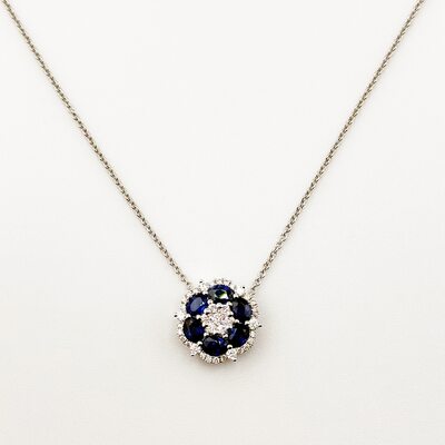 Колье с сапфирами и бриллиантами из золота 585 пробы