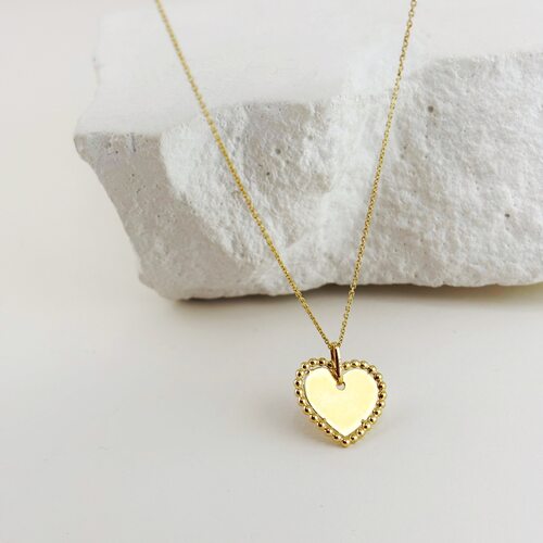 Колье "Сердце" с сапфиром и бриллиантами из желтого золота 585 пробы