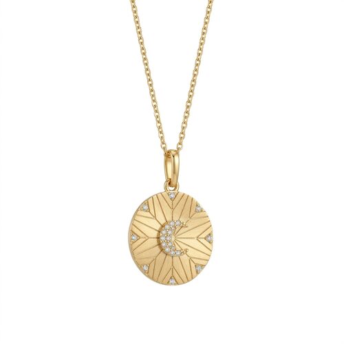 Колье "Луна" с бриллиантами из желтого золота 585 пробы