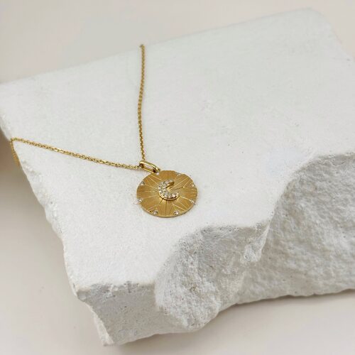 Колье "Луна" с бриллиантами из желтого золота 585 пробы