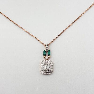 Колье с бриллиантами и малахитом из золота 585 пробы