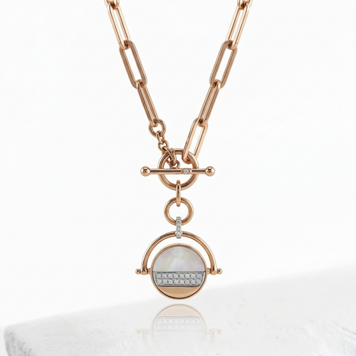 Колье с бриллиантами и перламутром из золота 585 пробы