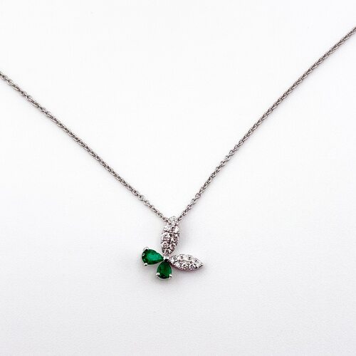 Колье с изумрудом и бриллиантами из золота 585 пробы