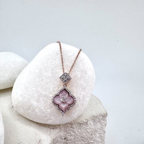 Колье с бриллиантами и перламутром из золота 585 пробы