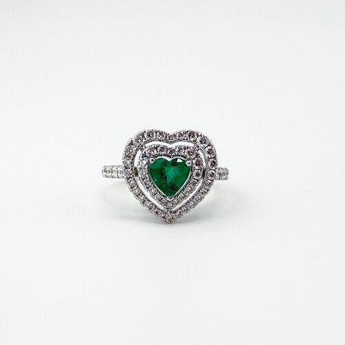 Кольцо с изумрудом и бриллиантами из золота 585 пробы