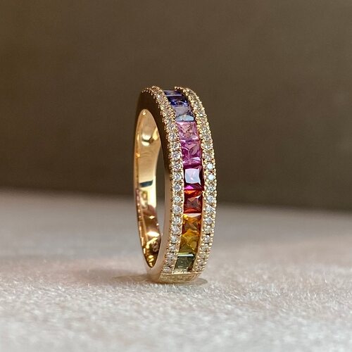 Кольцо с сапфирами и бриллиантами из золота 585 пробы