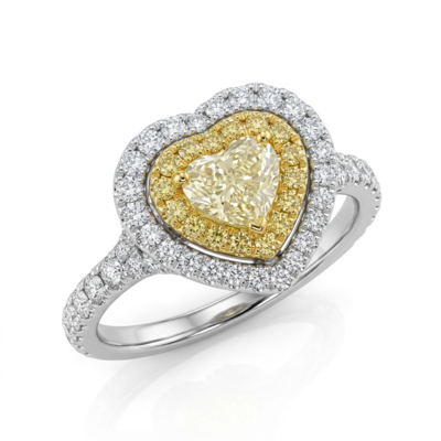 Кольцо "Сердце" с бриллиантами из белого золота 585 пробы