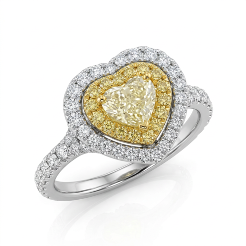 Кольцо "Сердце" с бриллиантами из белого золота 585 пробы