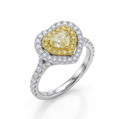 Кольцо "Сердце" с бриллиантами из белого золота 585 пробы