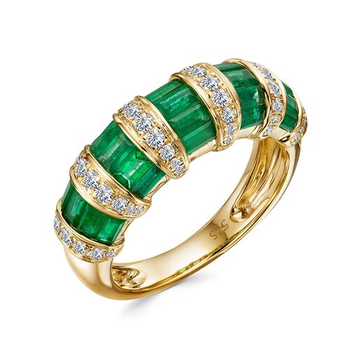 Кольцо с изумрудами и бриллиантами из золота 585 пробы