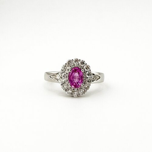 Кольцо с сапфиром и бриллиантами из золота 585 пробы