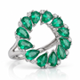 Кольцо с изумрудами и бриллиантами из белого золота 585 пробы арт. CR15853-WD-EM