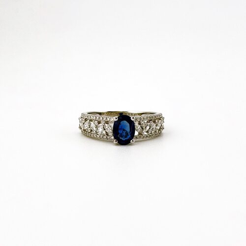 Кольцо с сапфирами и бриллиантами из золота 585 пробы