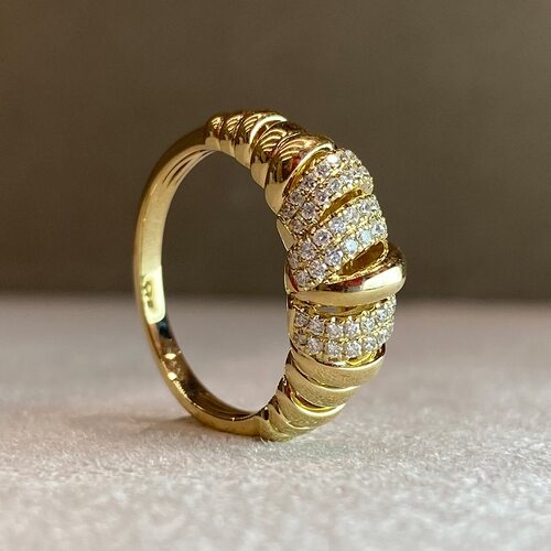 Кольцо с бриллиантами из желтого золота 585 пробы