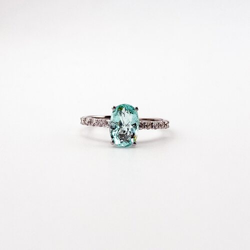 Кольцо с турмалином и бриллиантами из золота 585 пробы