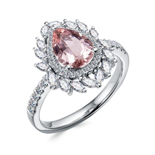 Кольцо с морганитом и бриллиантами из золота 585 пробы