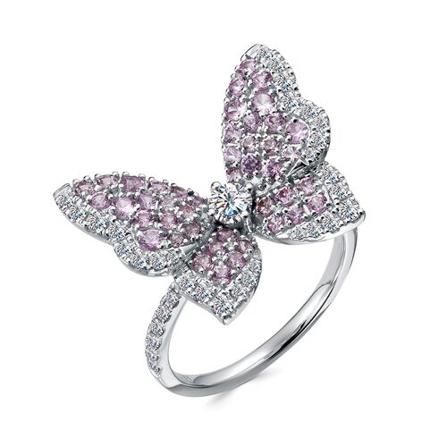 Кольцо с сапфирами и бриллиантами из золота 585 пробы