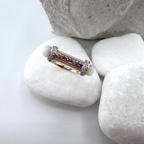 Кольцо с бриллиантами и сапфирами из золота 585 пробы