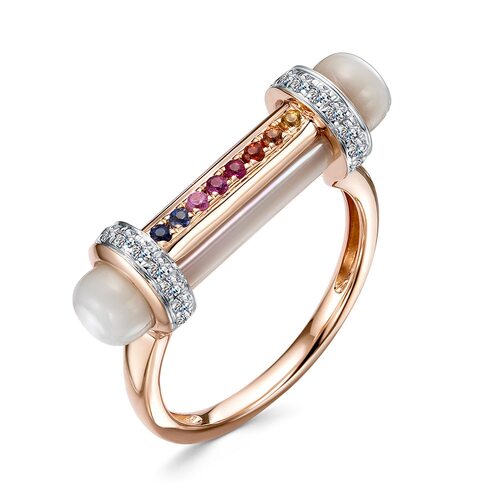 Кольцо с бриллиантами и сапфирами из золота 585 пробы