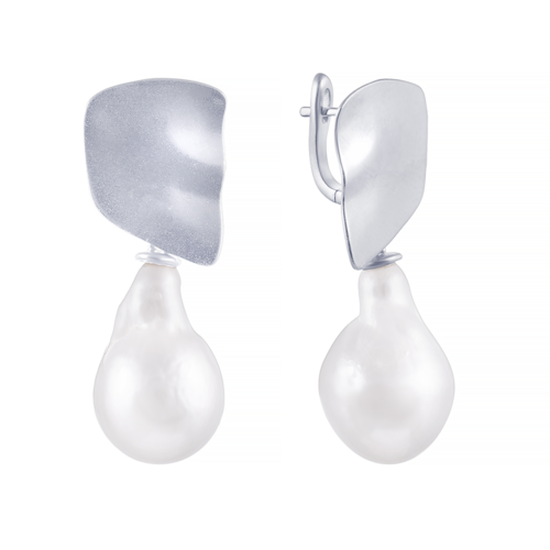 Серьги с барочным жемчугом из серебра 925 пробы