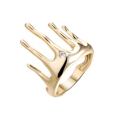 Кольцо с фианитом из серебра 925 пробы с позолотой