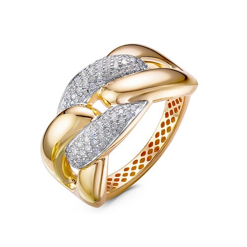 Кольцо с бриллиантами из желтого золота 585 пробы