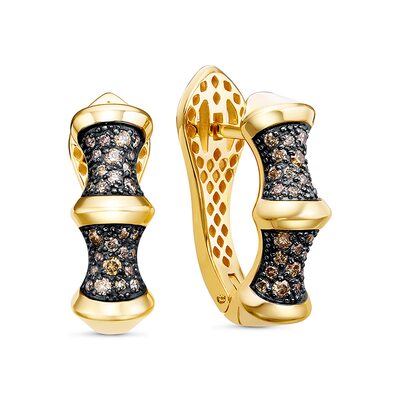 Серьги с коньячными бриллиантами из желтого золота 585 пробы