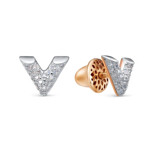 Серьги "V" с бриллиантами из золота 585 пробы