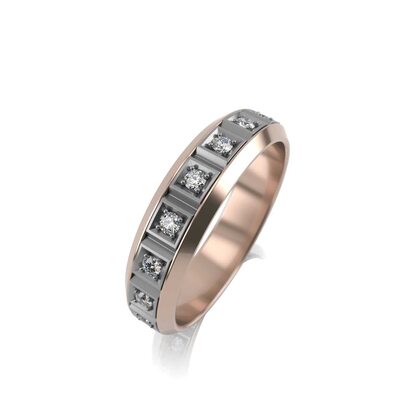 Кольцо обручальное с бриллиантами из золота 585 пробы