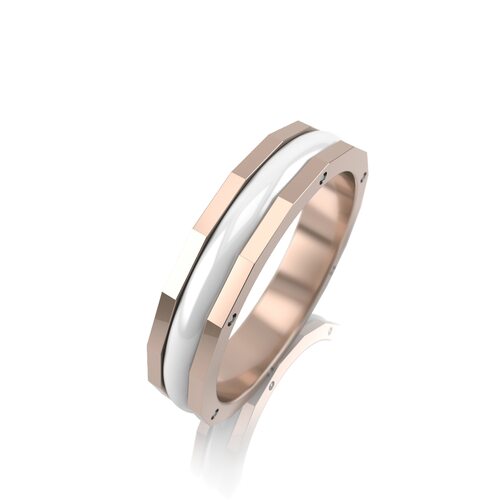 Кольцо обручальное с керамикой из золота 585 пробы