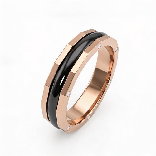 Кольцо обручальное с керамикой из золота 585 пробы