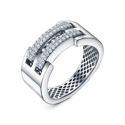 Кольцо с фианитами из серебра 925 пробы