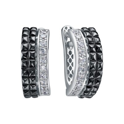 Серьги с фианитами из серебра 925 пробы