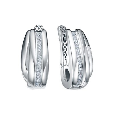 Серьги с фианитами из серебра 925 пробы