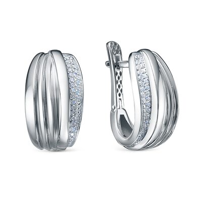 Серьги с фианитами из серебра 925 пробы