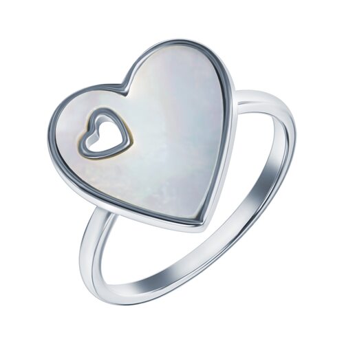 Кольцо "Сердце" с перламутром из серебра 925 пробы
