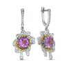 Серьги с аметистом, сапфирами и цирконом из серебра 925 пробы