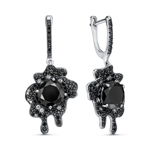 Серьги со шпинелью и цирконами из серебра 925 пробы