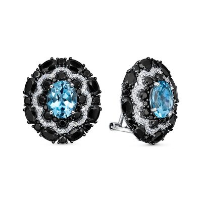 Серьги с топазами, шпинелью и цирконом из серебра 925 пробы