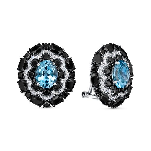 Серьги с топазами, шпинелью и цирконом из серебра 925 пробы