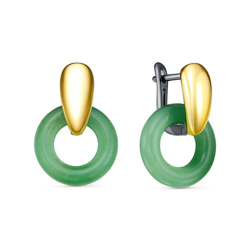 Серьги с авантюрином из серебра 925 пробы